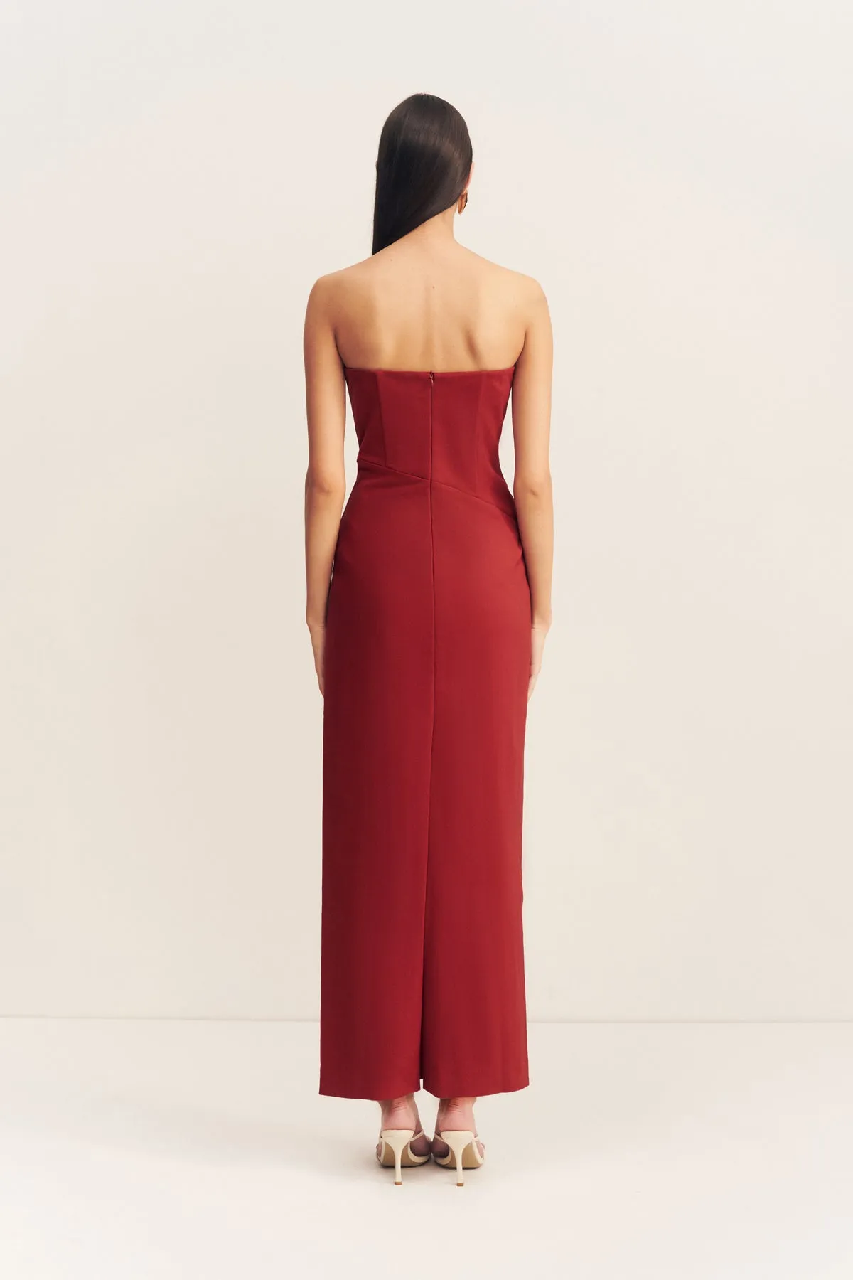 LANI CORSET MAXI DRESS - RED DAHLIA