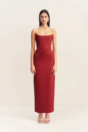 LANI CORSET MAXI DRESS - RED DAHLIA