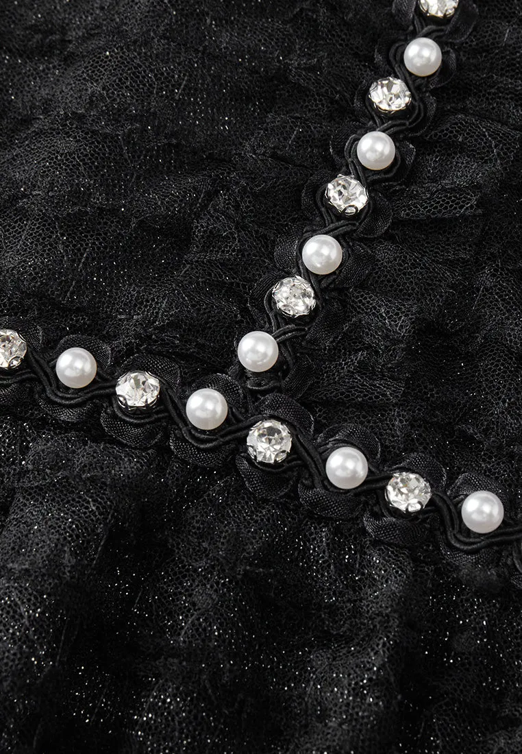 Layered Shimmer Mesh Embellished Dress