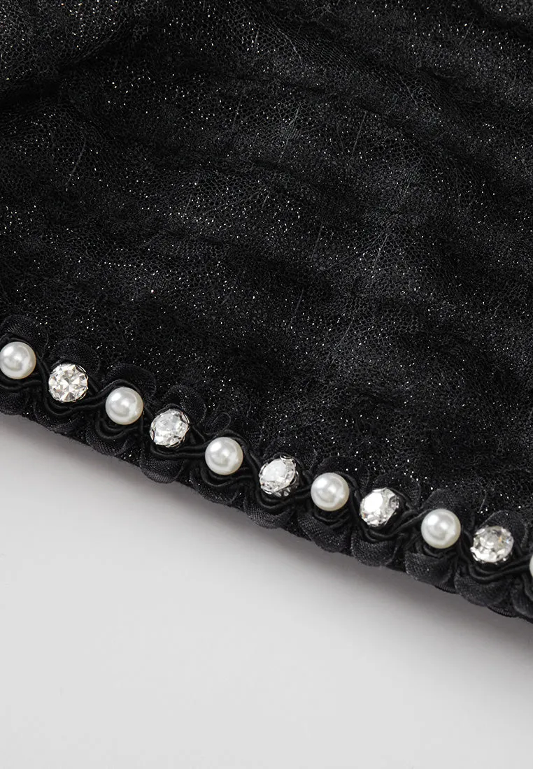 Layered Shimmer Mesh Embellished Dress