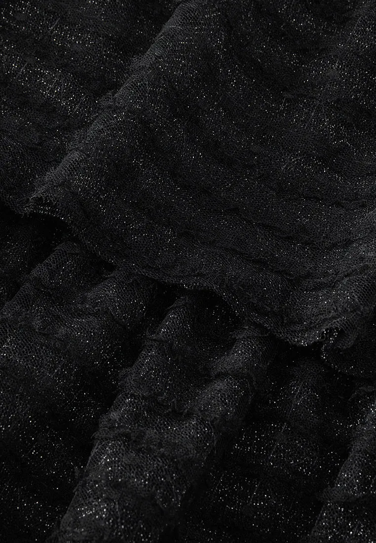 Layered Shimmer Mesh Embellished Dress