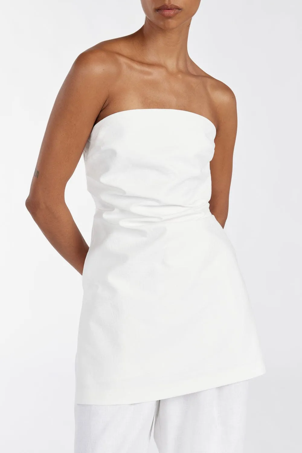 LEO WHITE STRAPLESS TUNIC