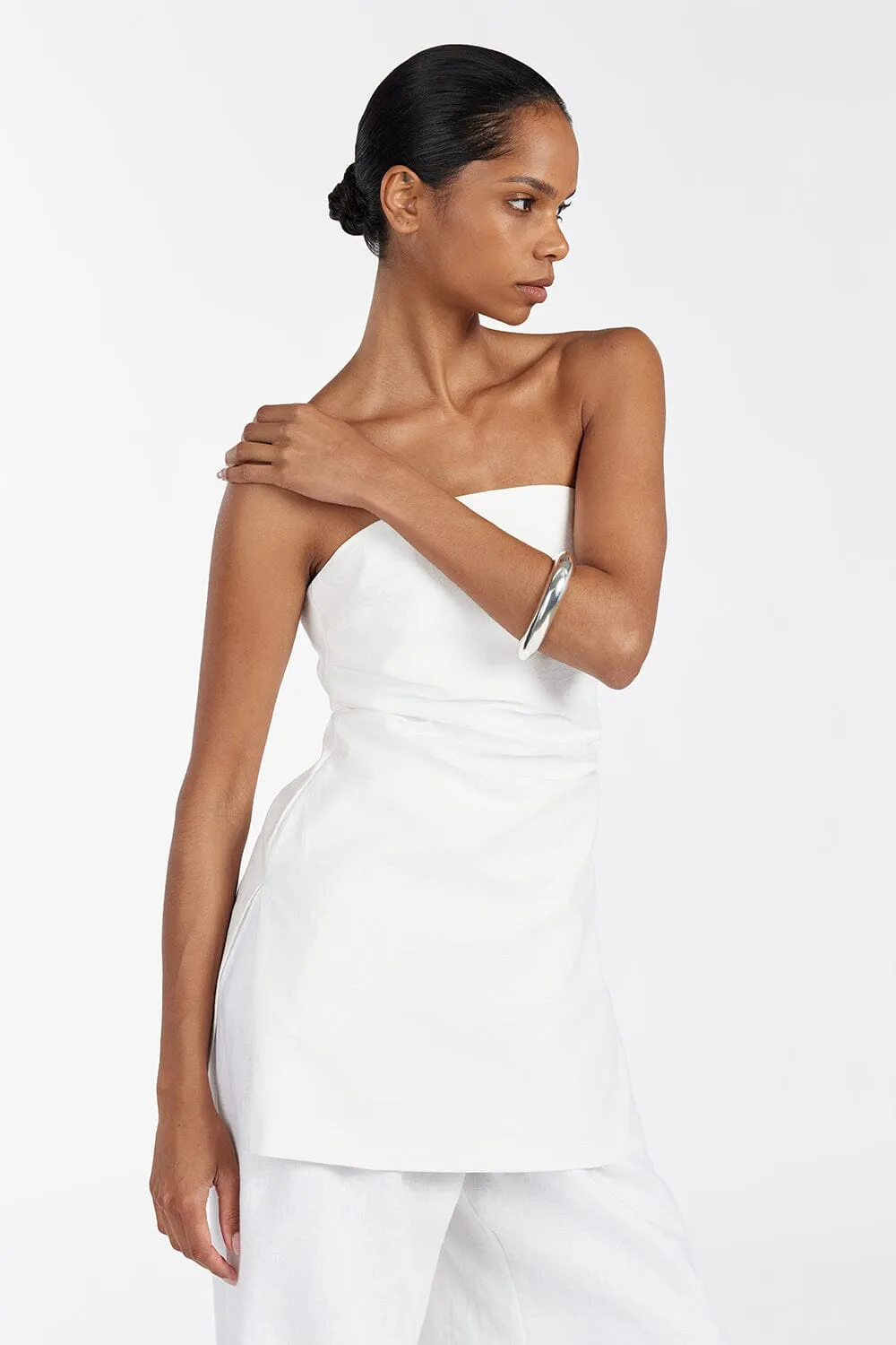 LEO WHITE STRAPLESS TUNIC