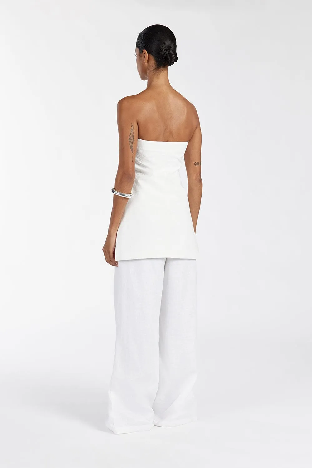 LEO WHITE STRAPLESS TUNIC