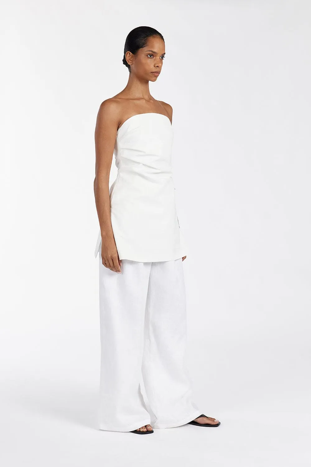 LEO WHITE STRAPLESS TUNIC