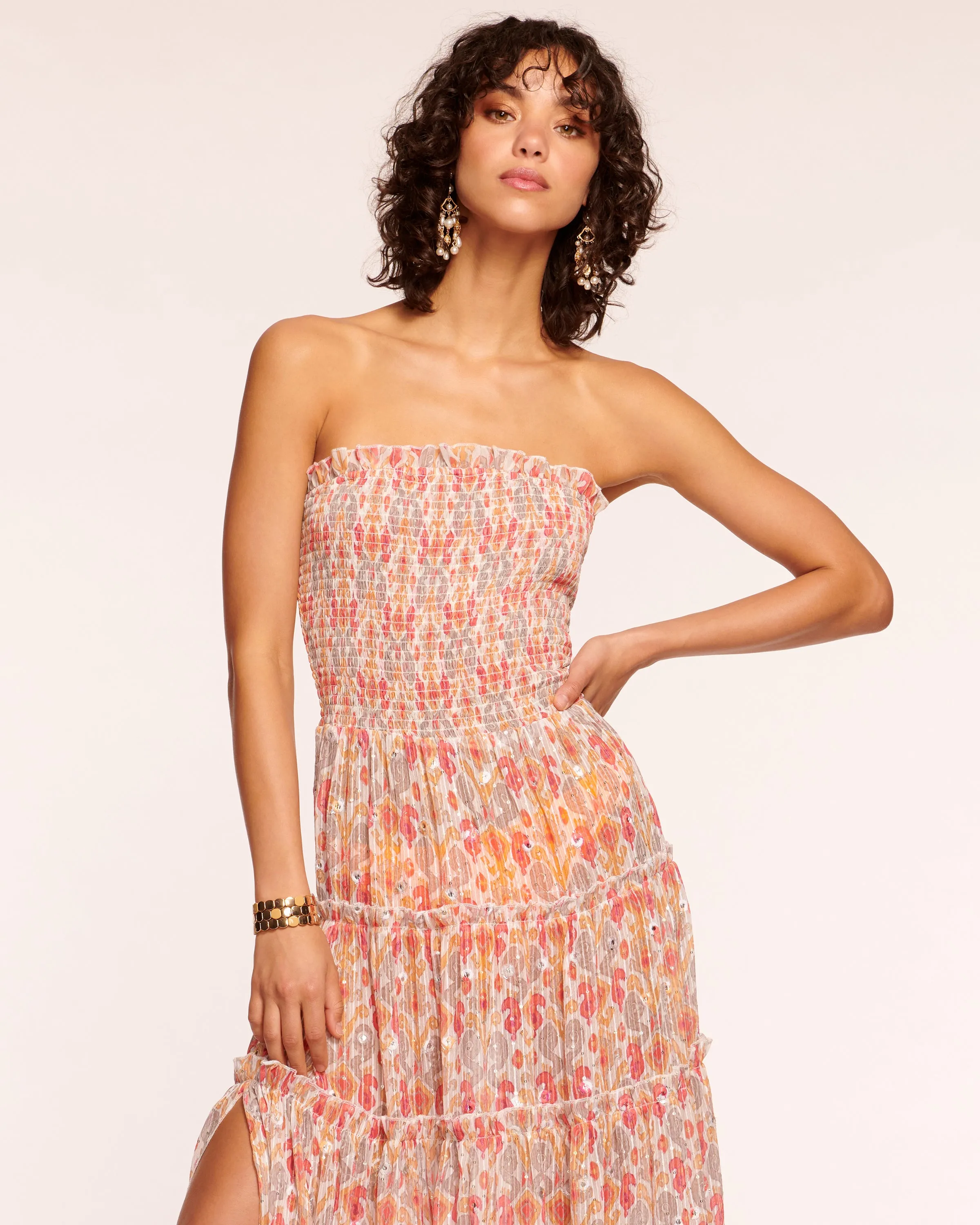 Leta Smocked Strapless Coverup Maxi Dress