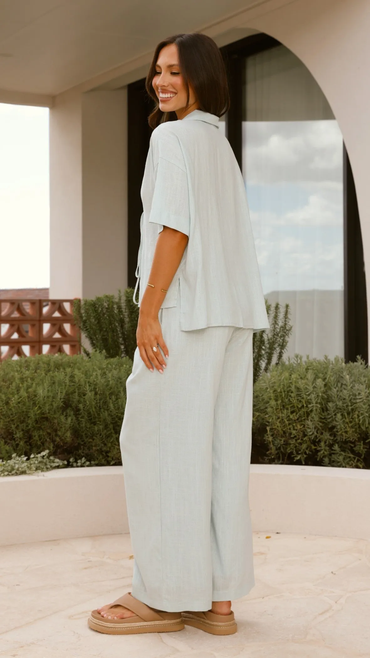 Lexi Linen Pants - Blue