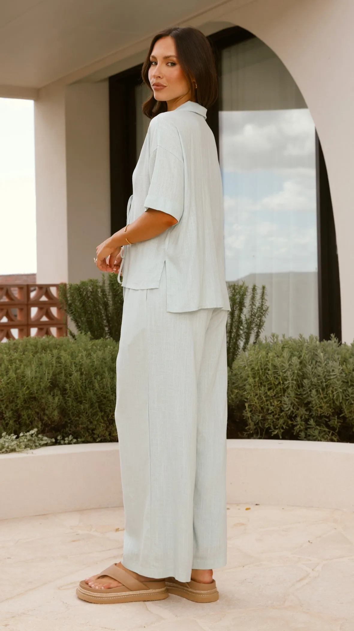 Lexi Linen Pants - Blue