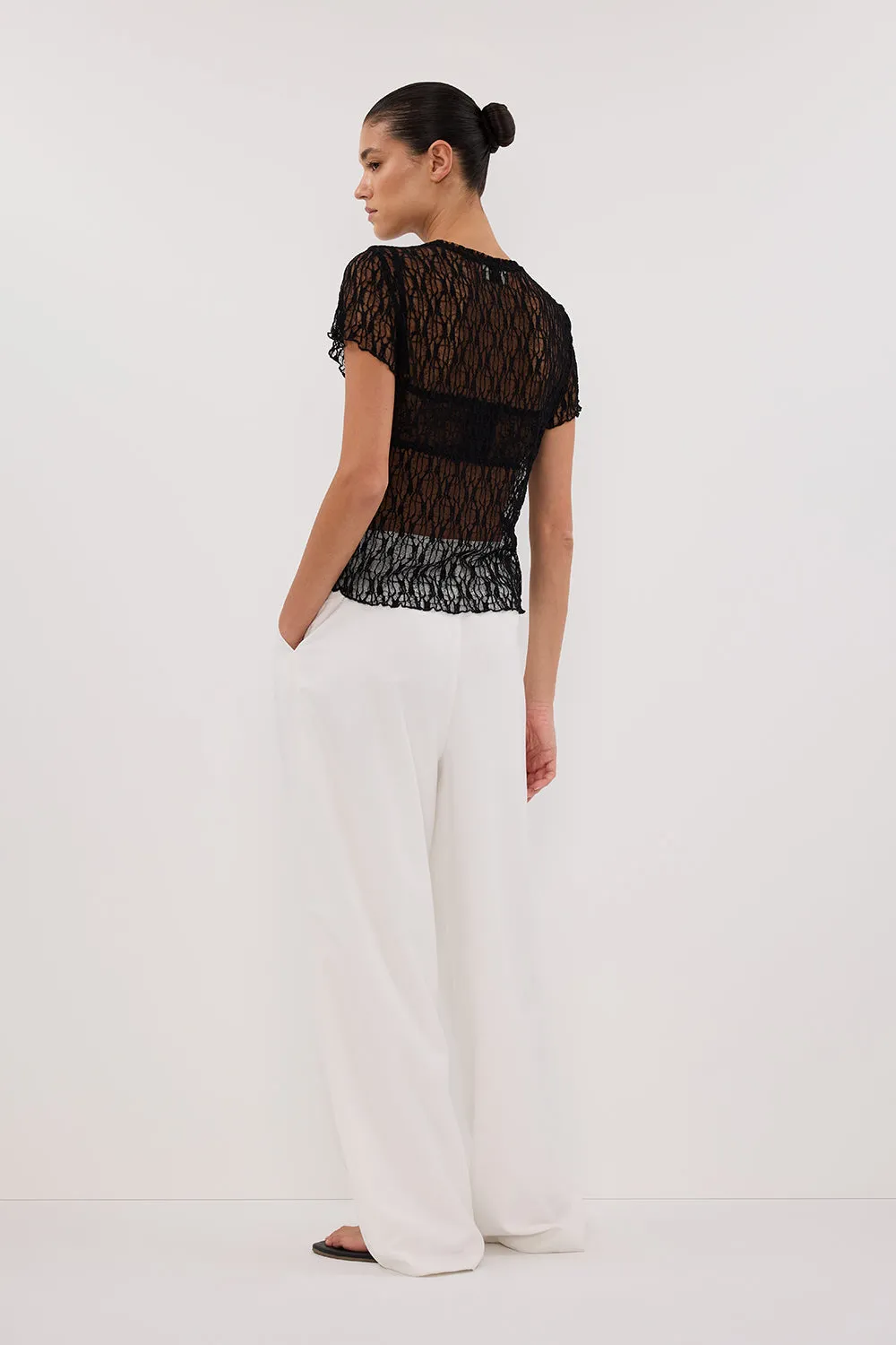LIZZIE BLACK LACE CAP SLEEVE TOP