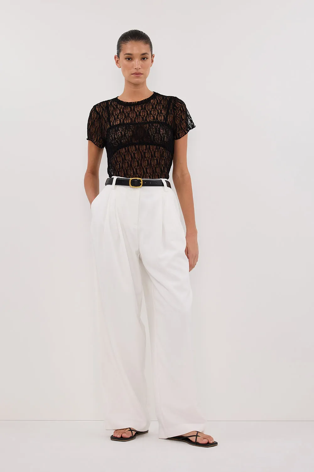 LIZZIE BLACK LACE CAP SLEEVE TOP