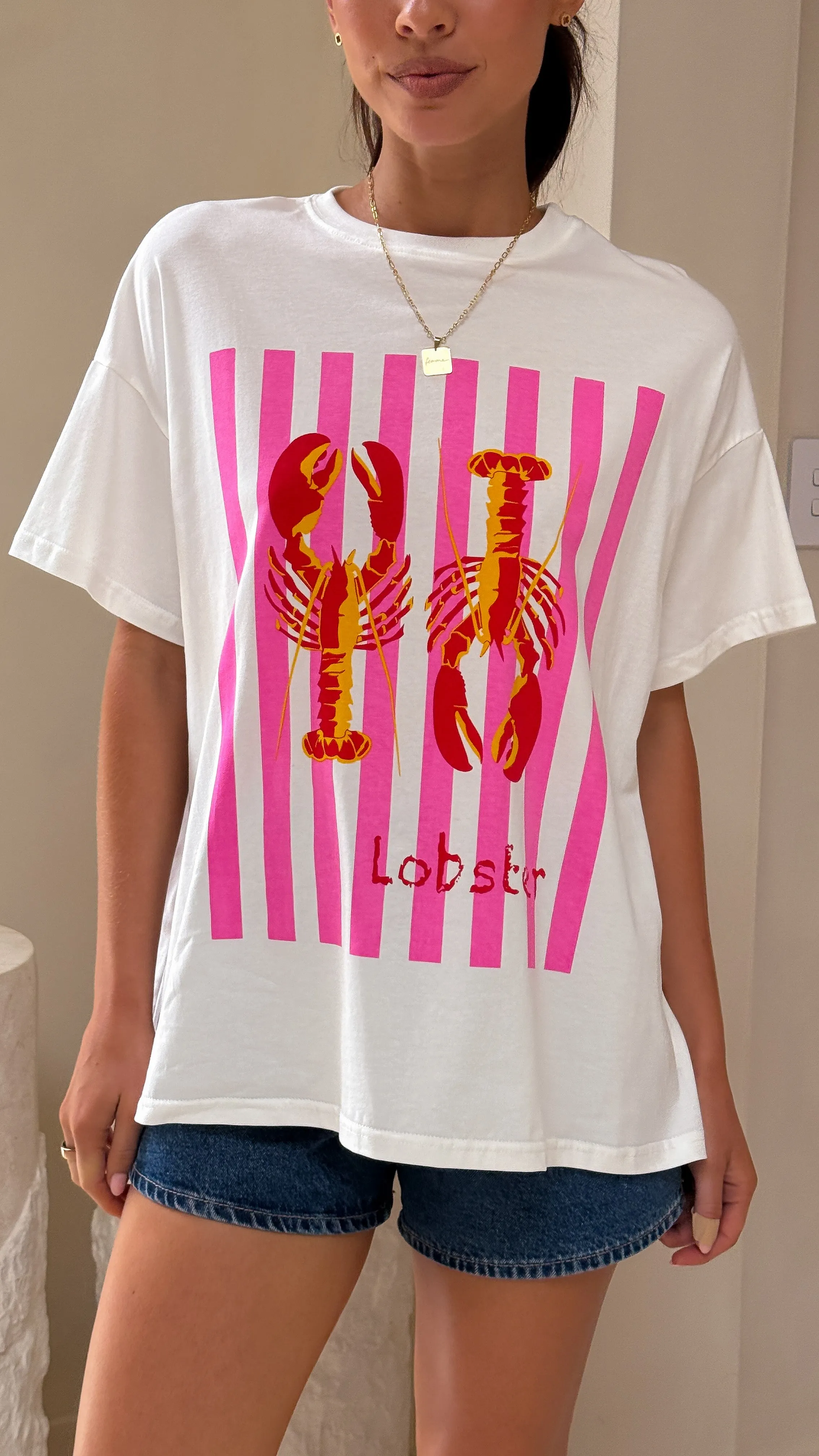 Lobster Tee - White/Pink