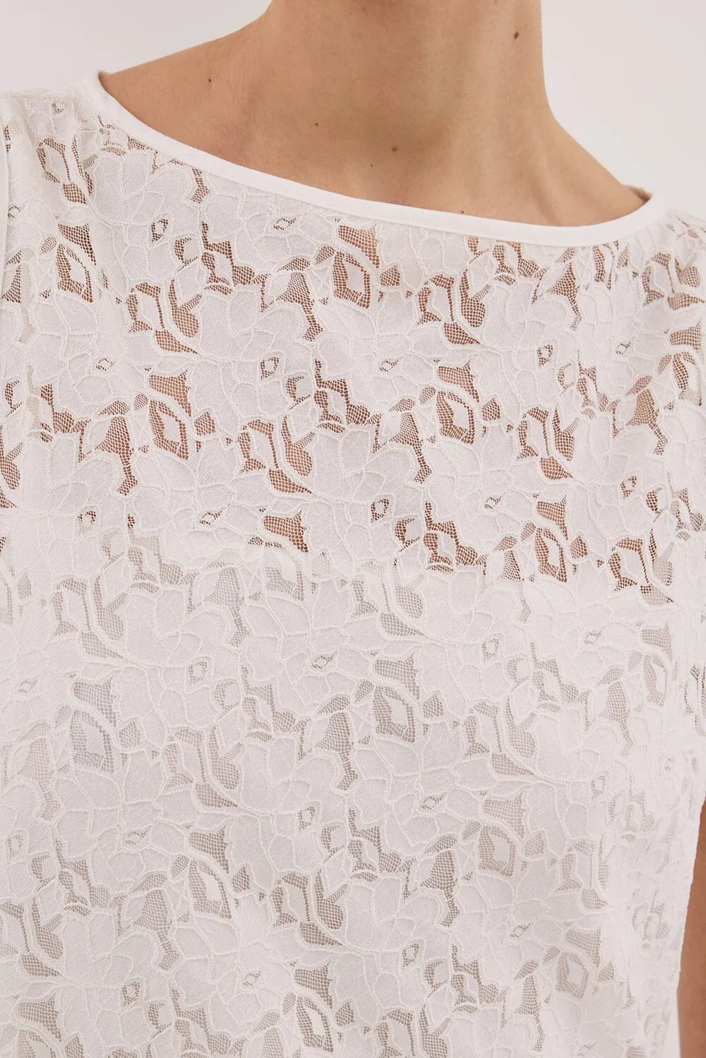 LOULA WHITE LACE MIDI DRESS