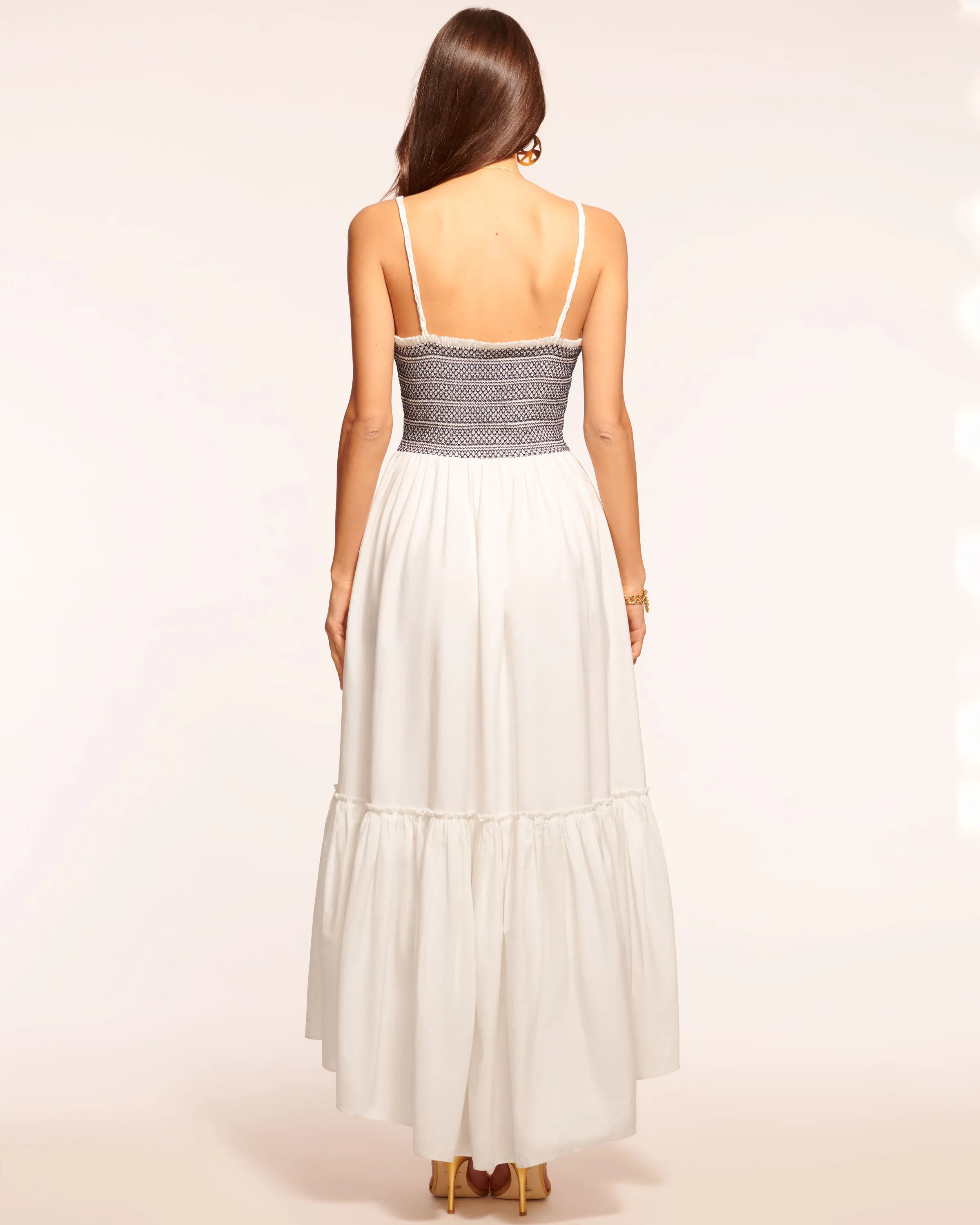 Lucia Smocked Cotton Poplin Maxi Dress