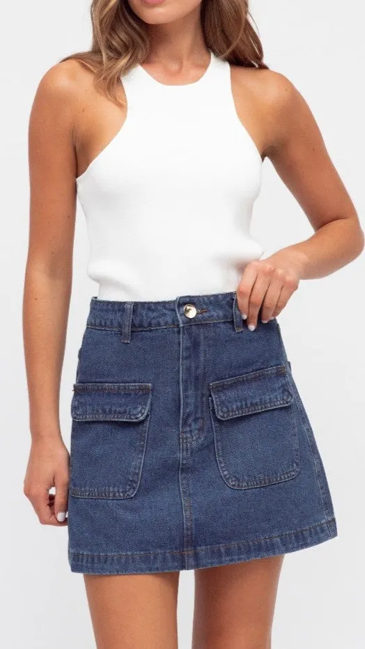 Luisa Denim Mini Skirt - Denim