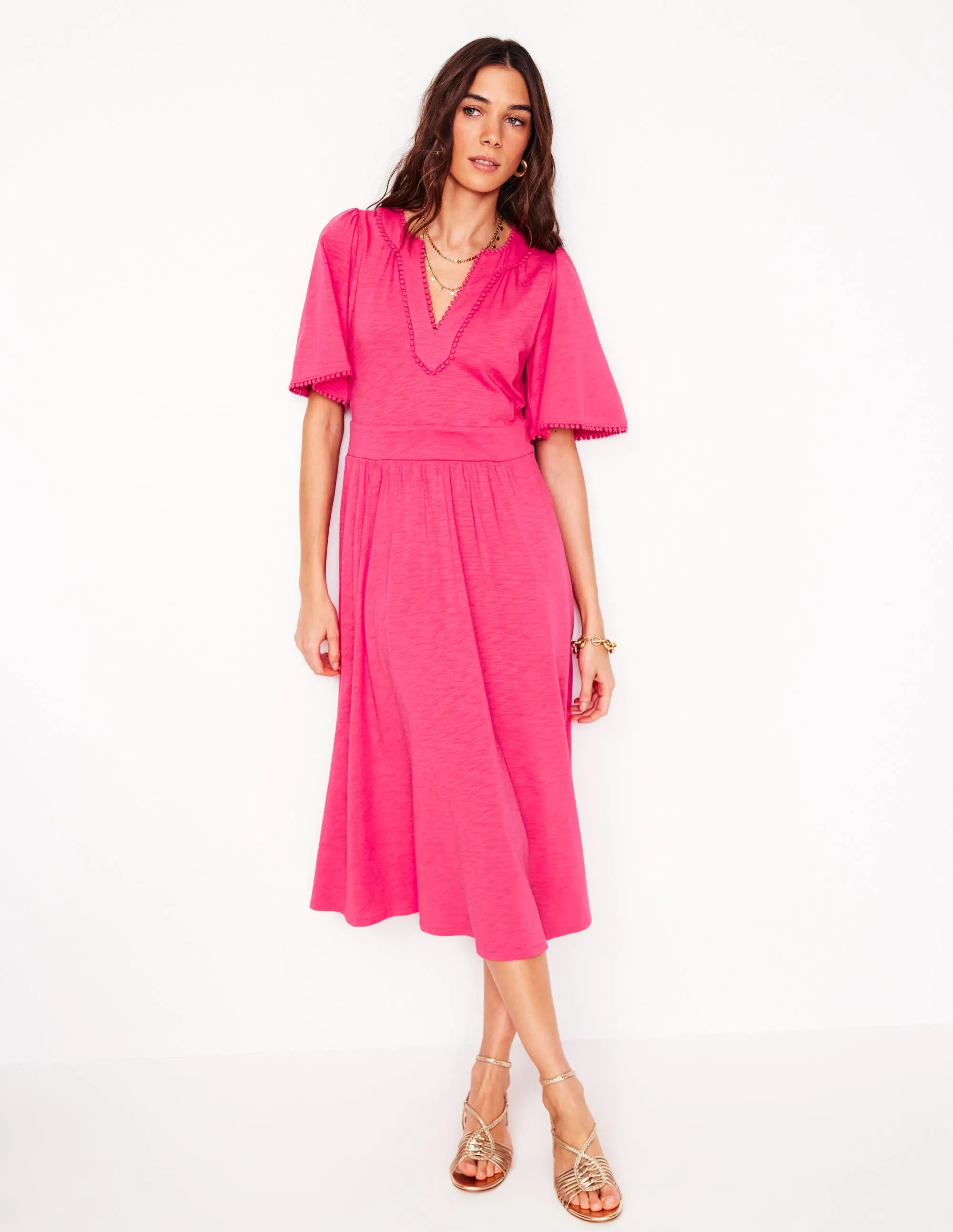 Maddie Trim Jersey Dress-Camelia Pink