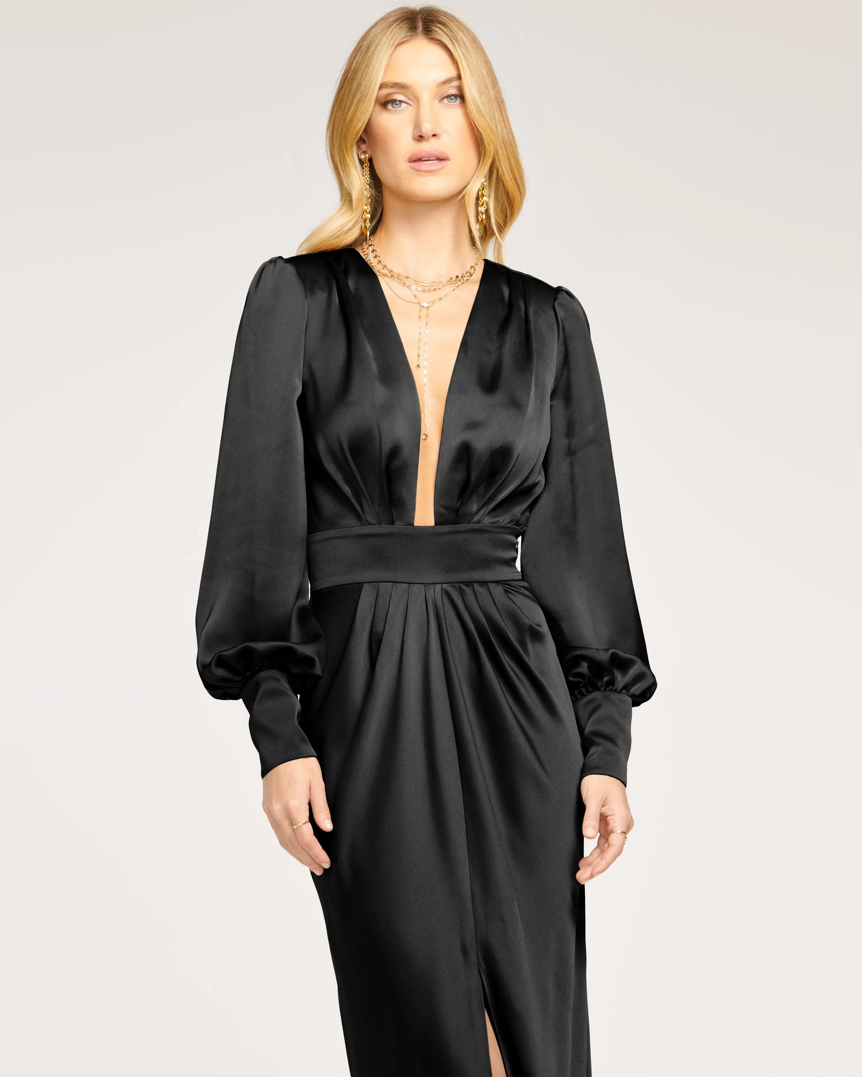 Madelane Plunging Maxi Dress