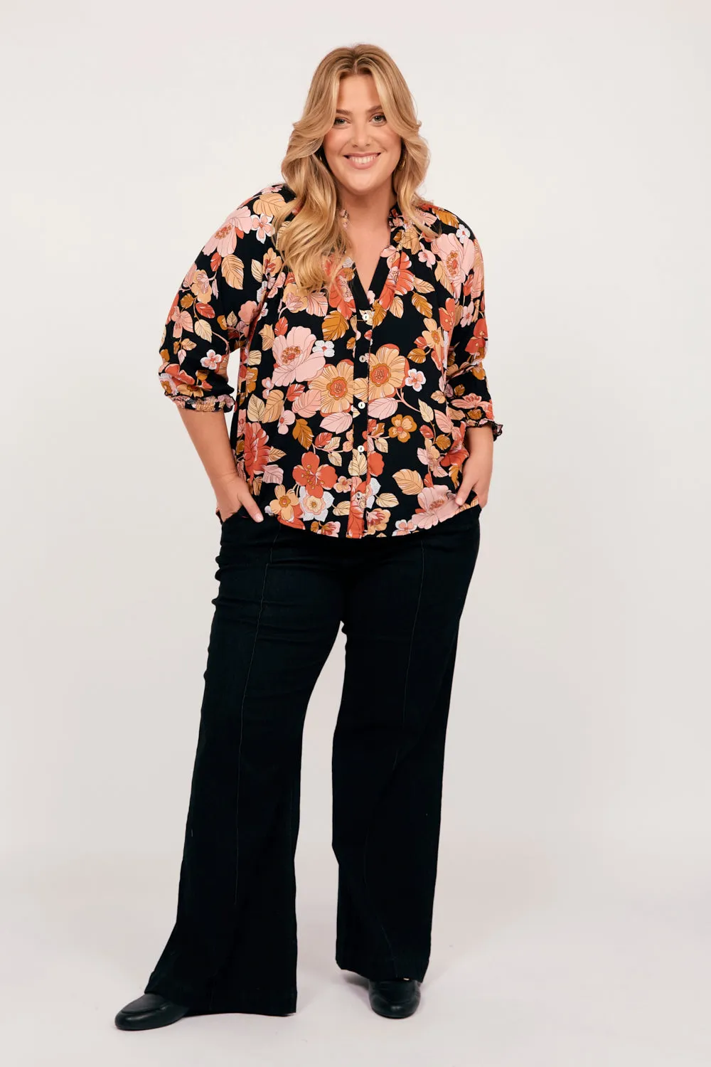 Maeve Button Through Blouse in Sweet Blooms