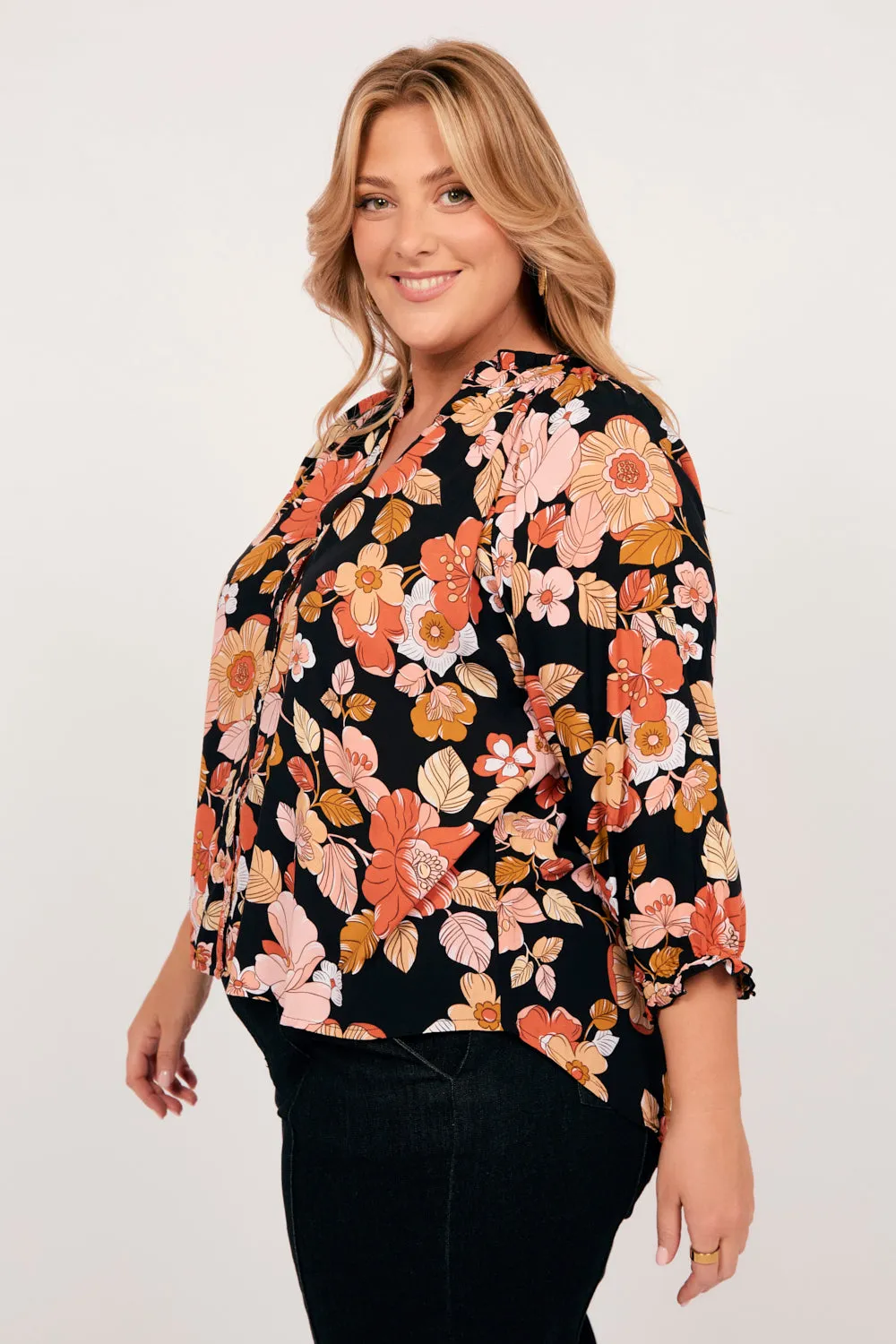 Maeve Button Through Blouse in Sweet Blooms