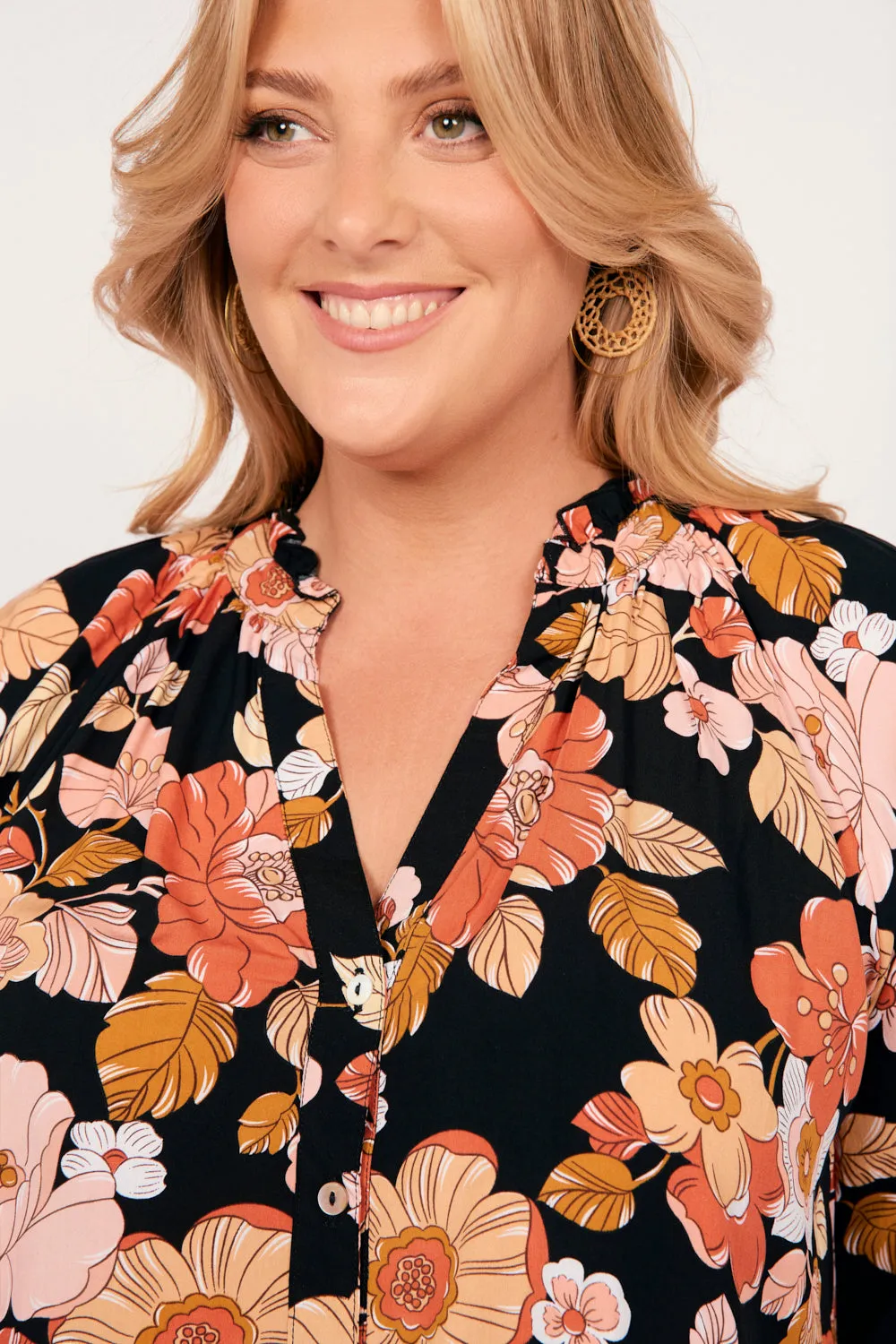 Maeve Button Through Blouse in Sweet Blooms