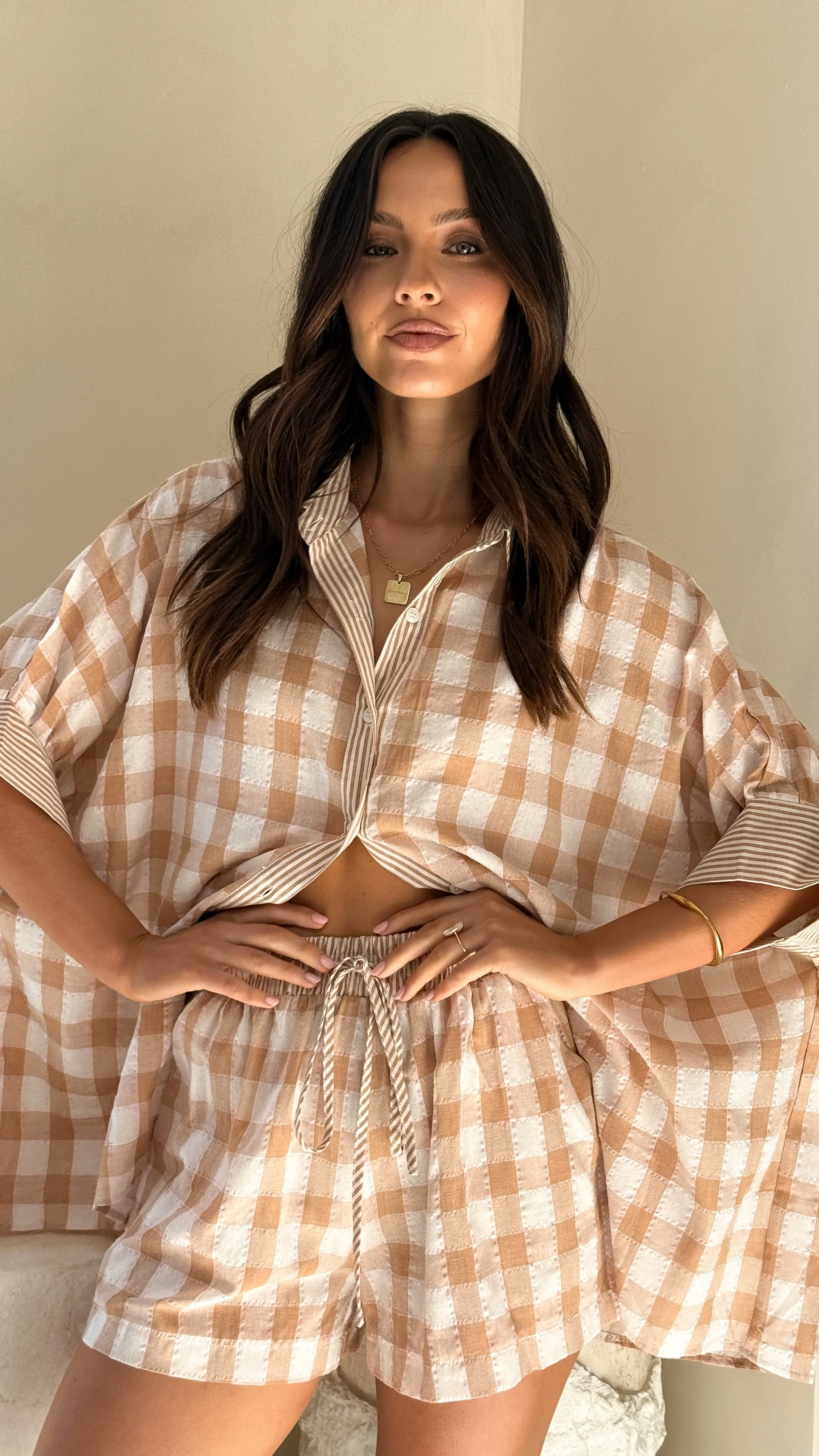 Mahalie Shorts - Beige Check