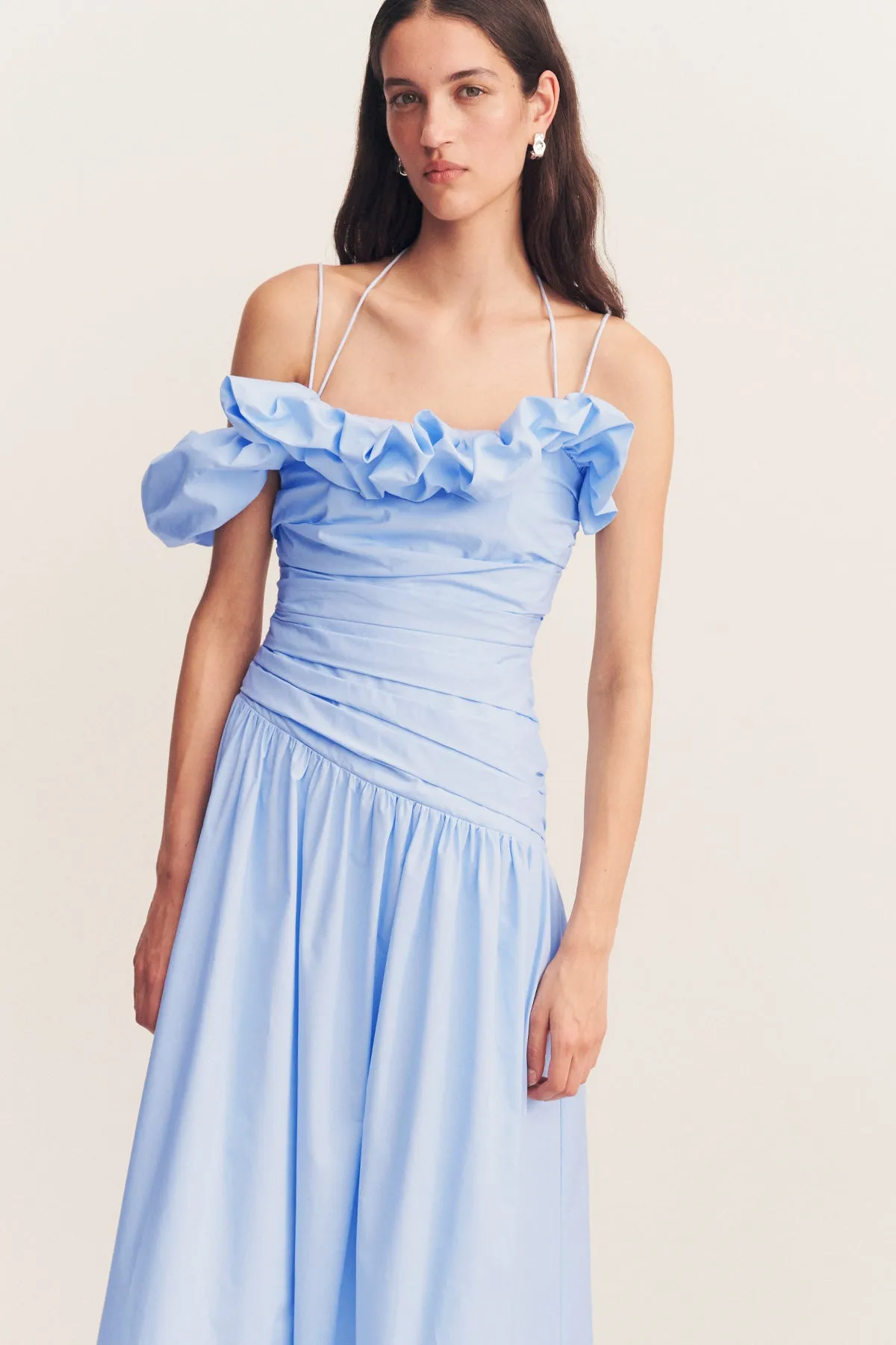 MAIORI BUBBLE SLEEVE MAXI DRESS - CORNFLOWER BLUE