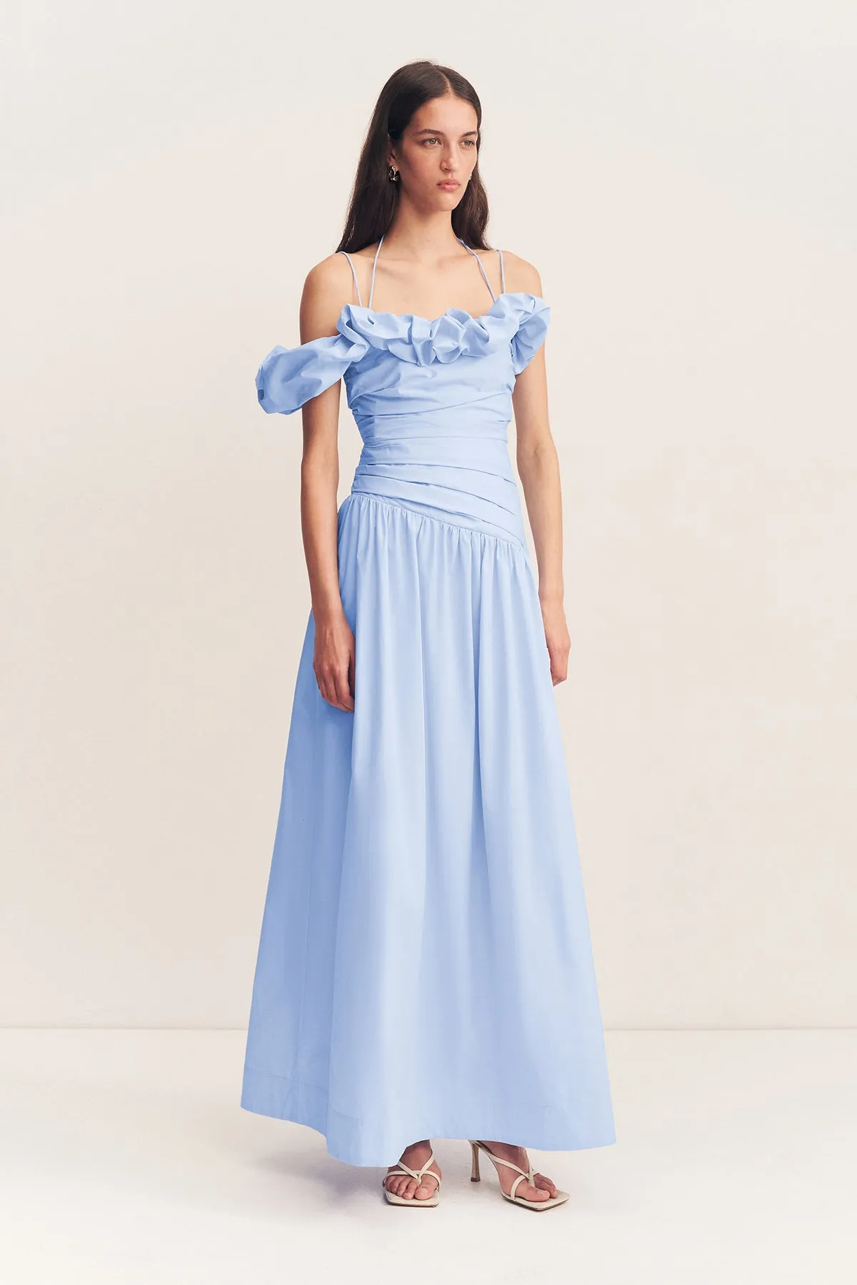 MAIORI BUBBLE SLEEVE MAXI DRESS - CORNFLOWER BLUE