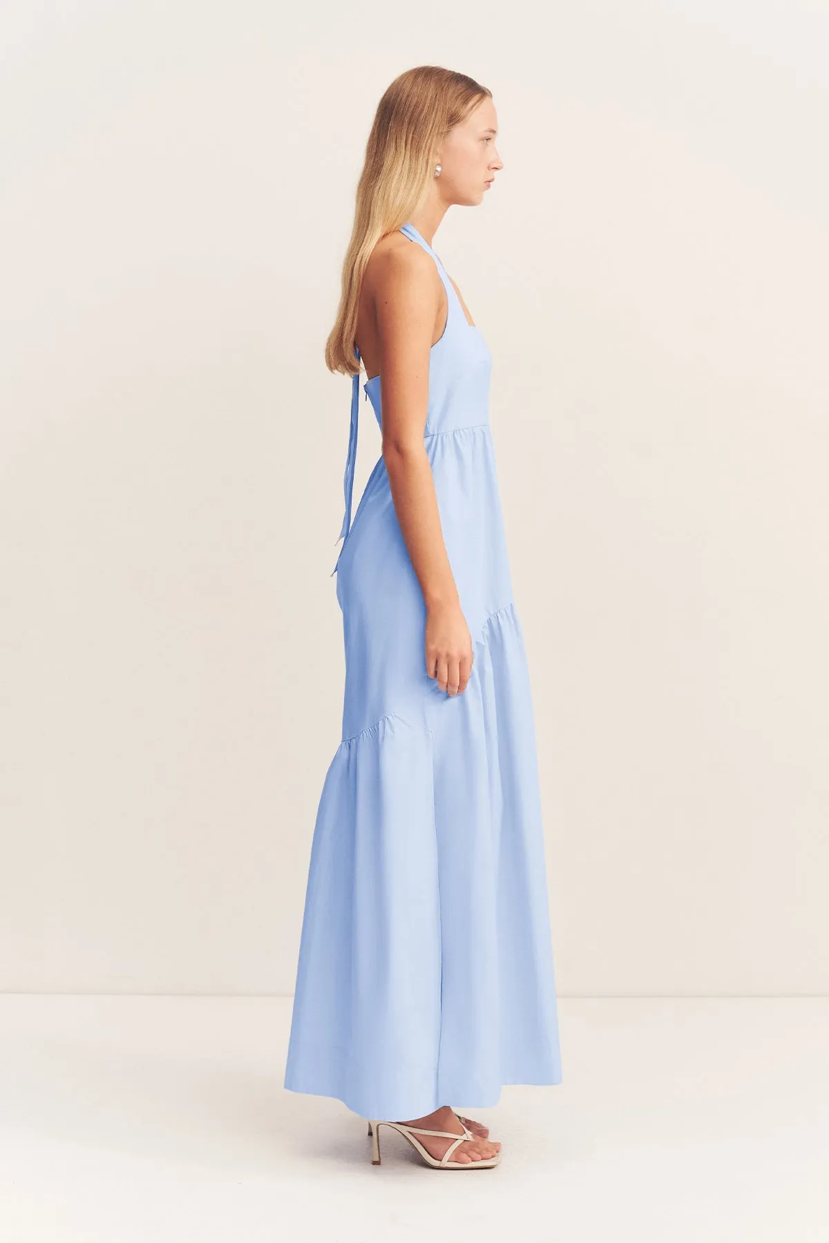 MAIORI HALTER NECK MAXI DRESS - CORNFLOWER BLUE