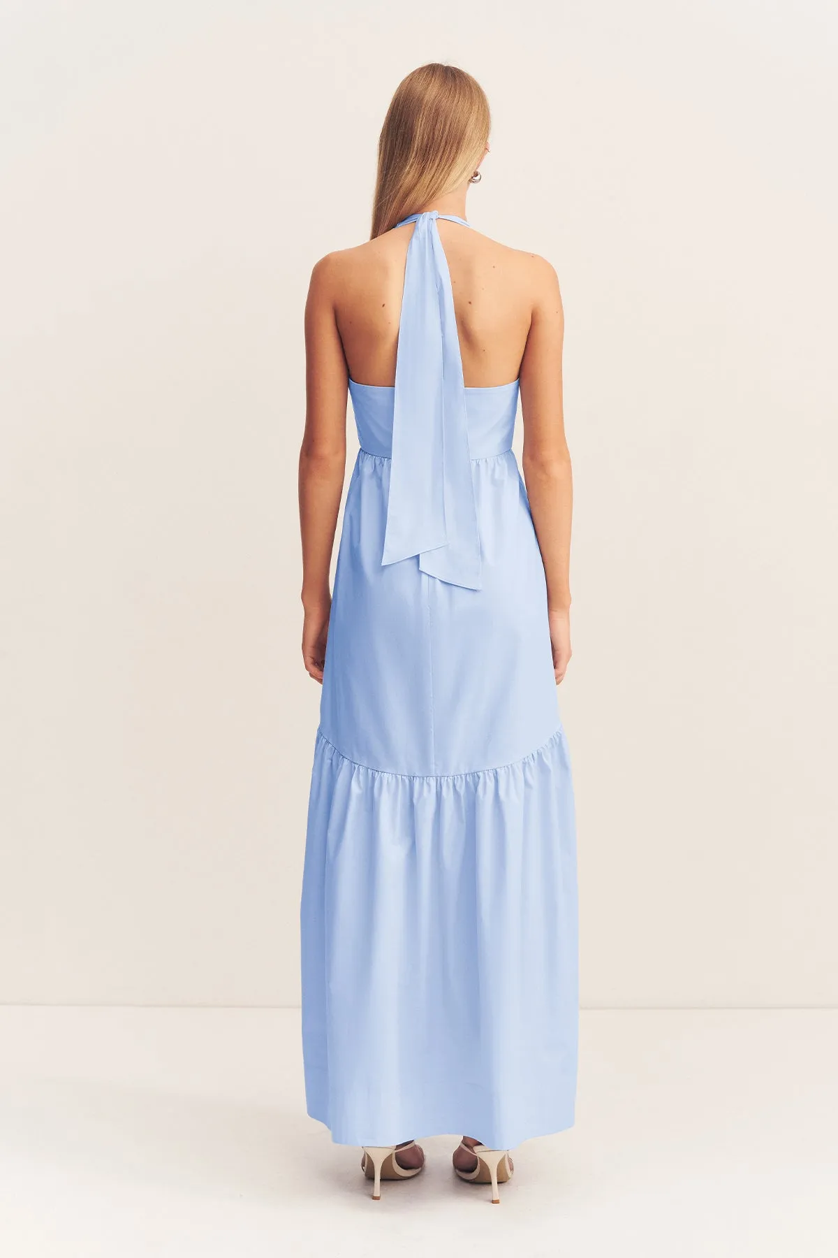 MAIORI HALTER NECK MAXI DRESS - CORNFLOWER BLUE