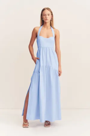 MAIORI HALTER NECK MAXI DRESS - CORNFLOWER BLUE