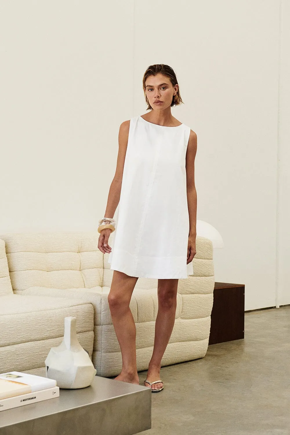 MAISIE WHITE POPLIN MINI DRESS