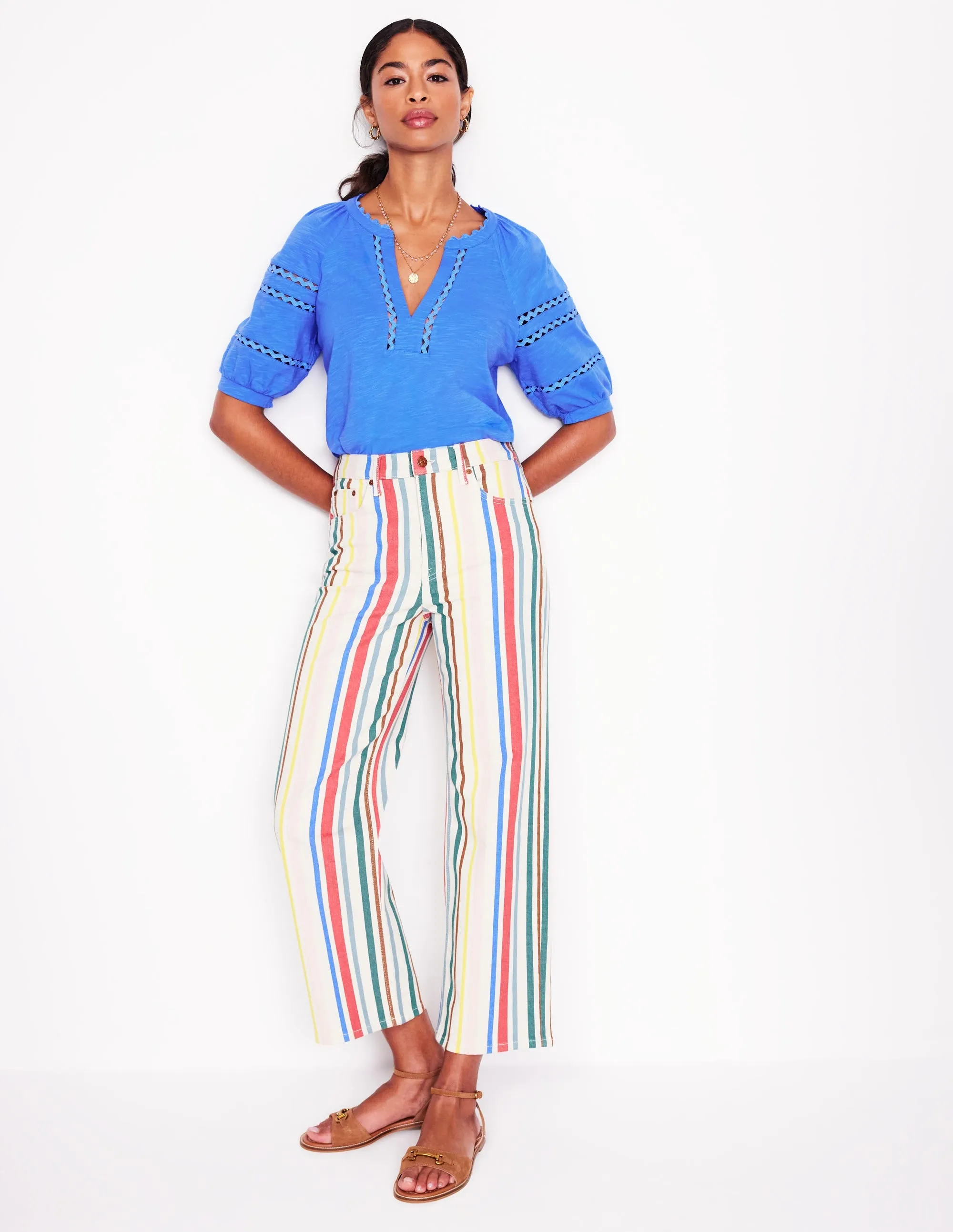 Maisy Rikrak Trim Top-Ocean Blue