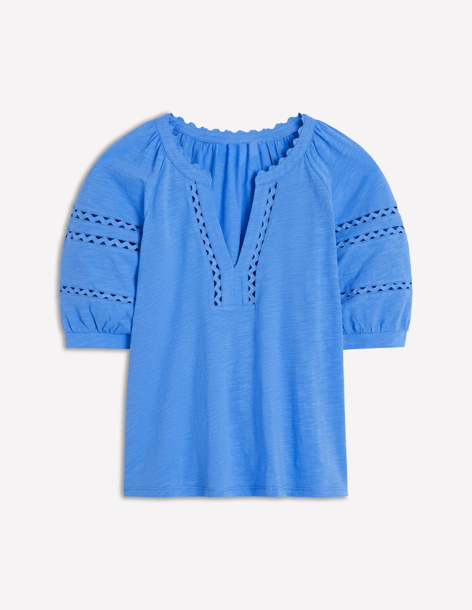 Maisy Rikrak Trim Top-Ocean Blue