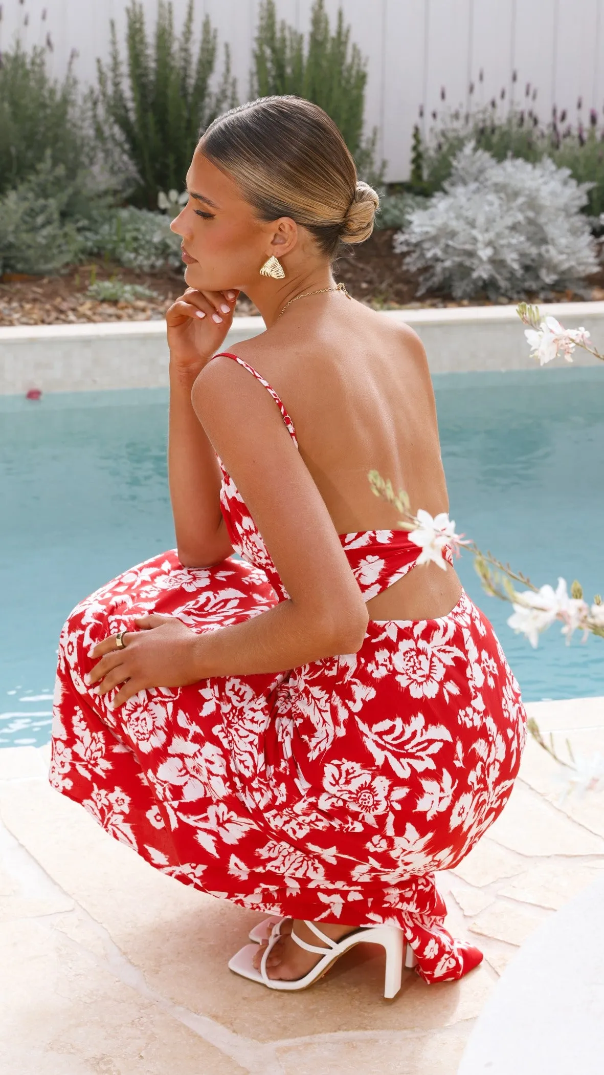 Margie Midi Dress - Red Floral