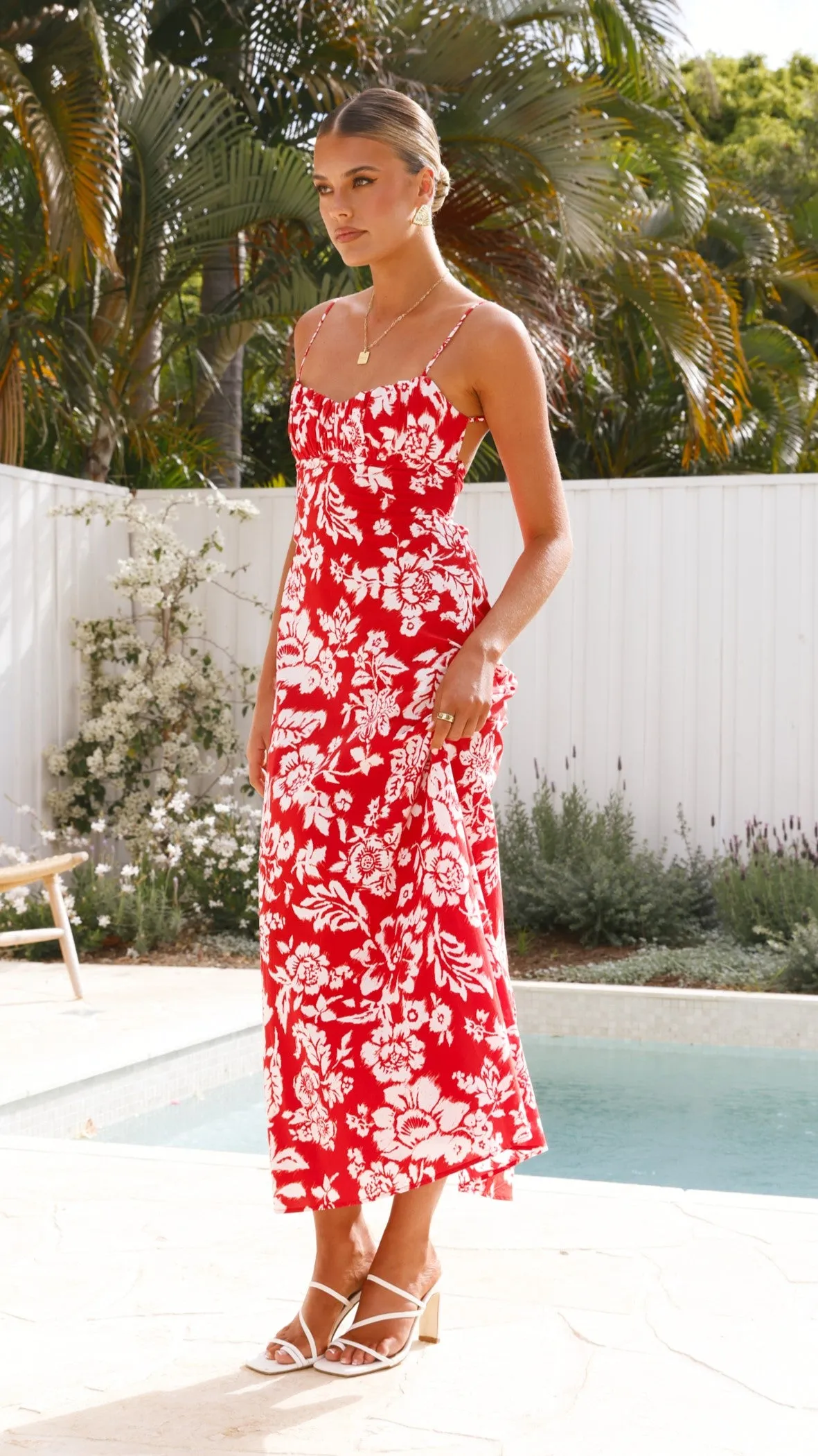 Margie Midi Dress - Red Floral