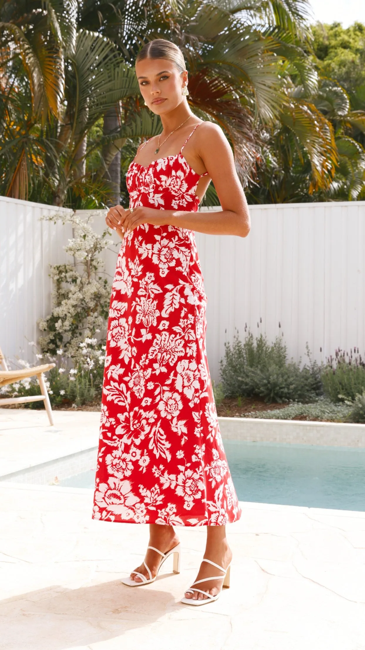 Margie Midi Dress - Red Floral