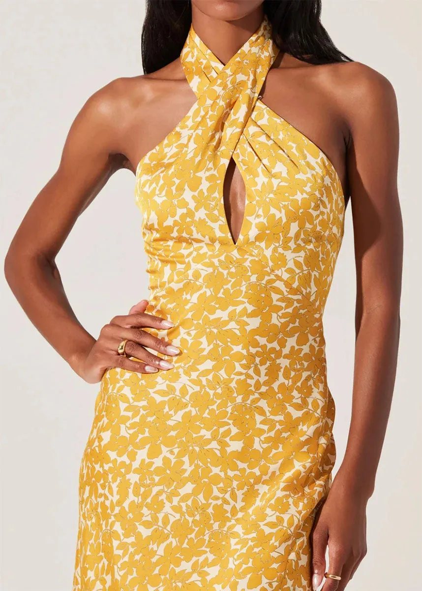 Marissa Halter Neck Midi Dress - Marigold Floral