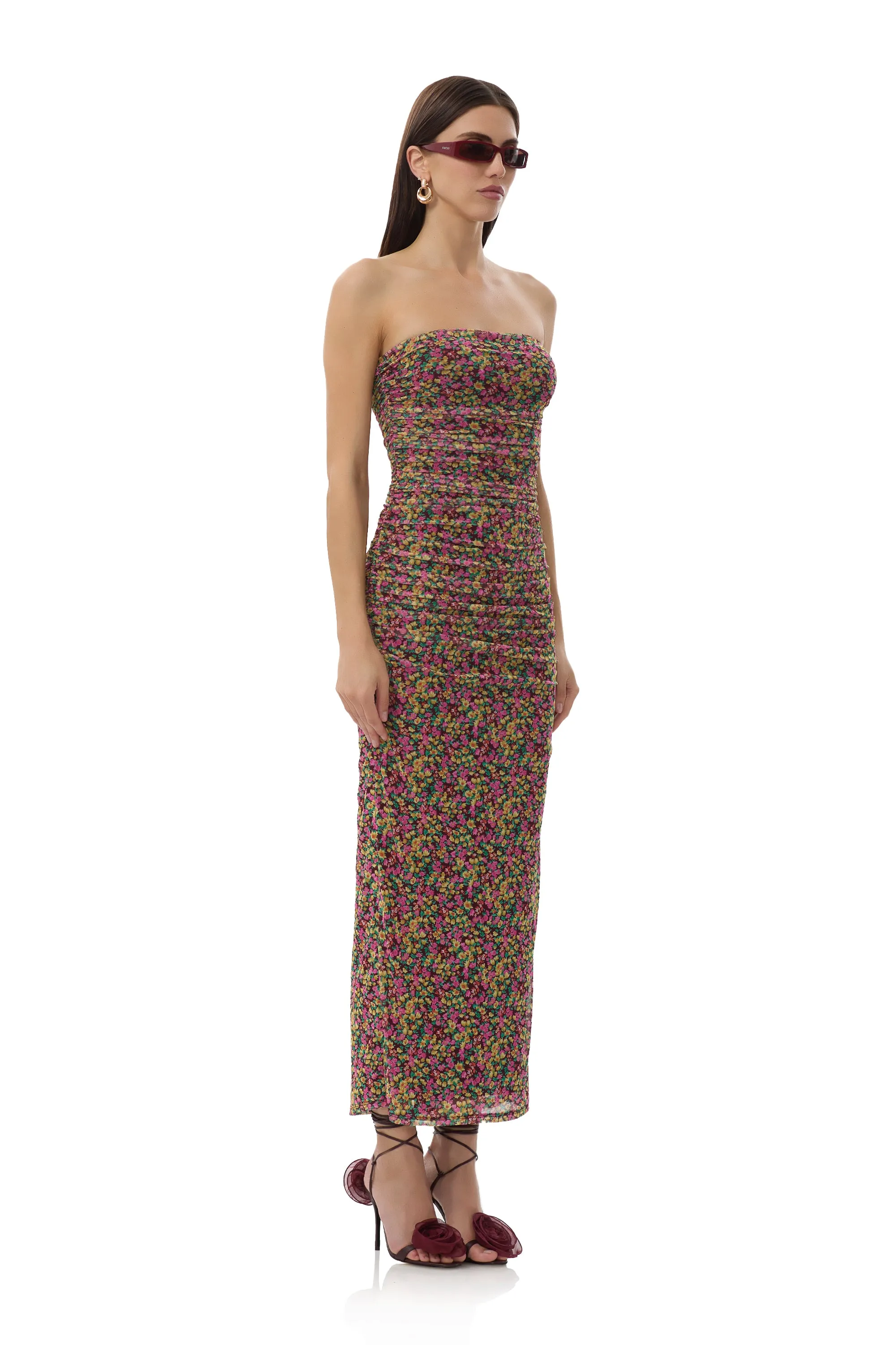 Marlo Dress - Maroon Ditsy