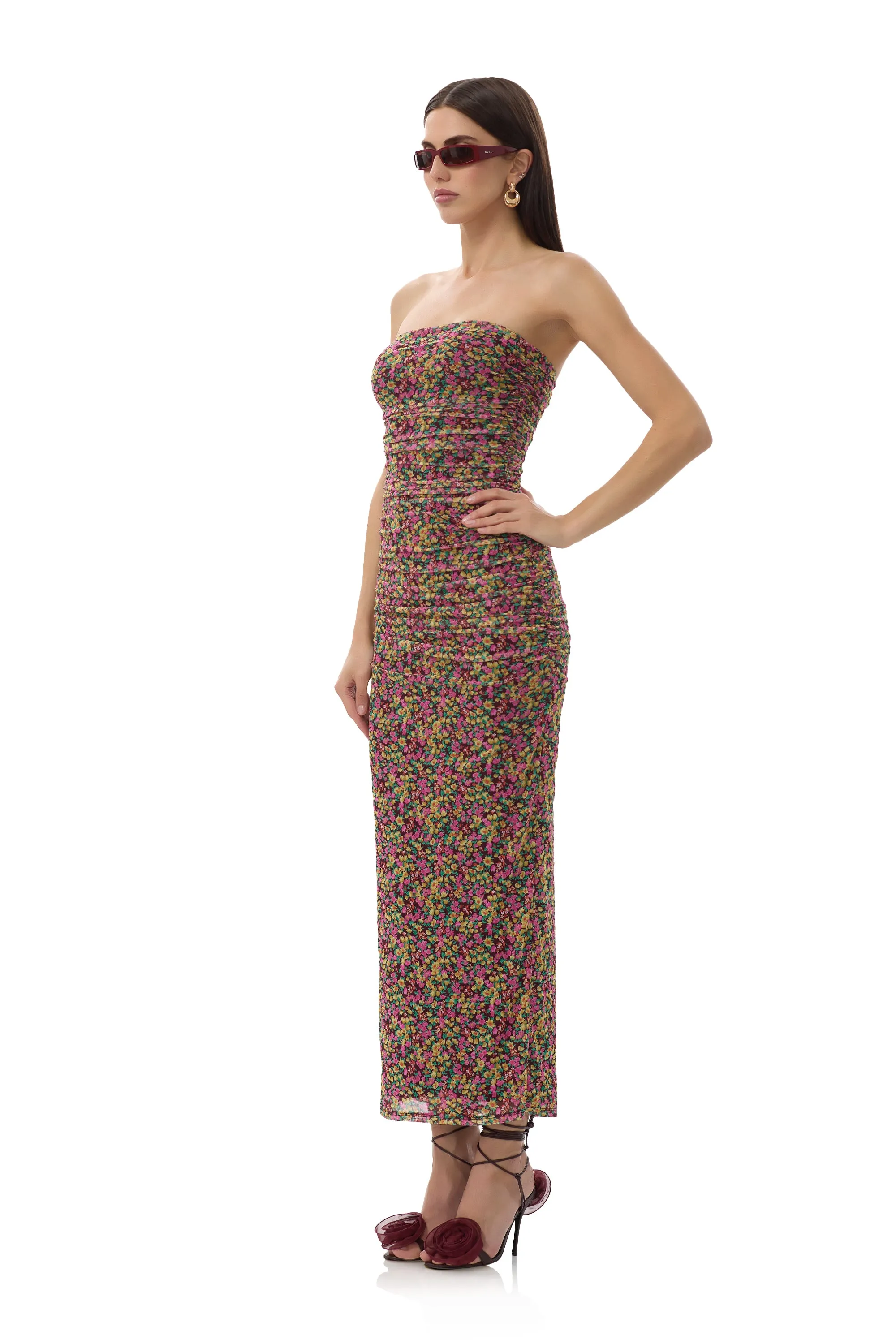 Marlo Dress - Maroon Ditsy