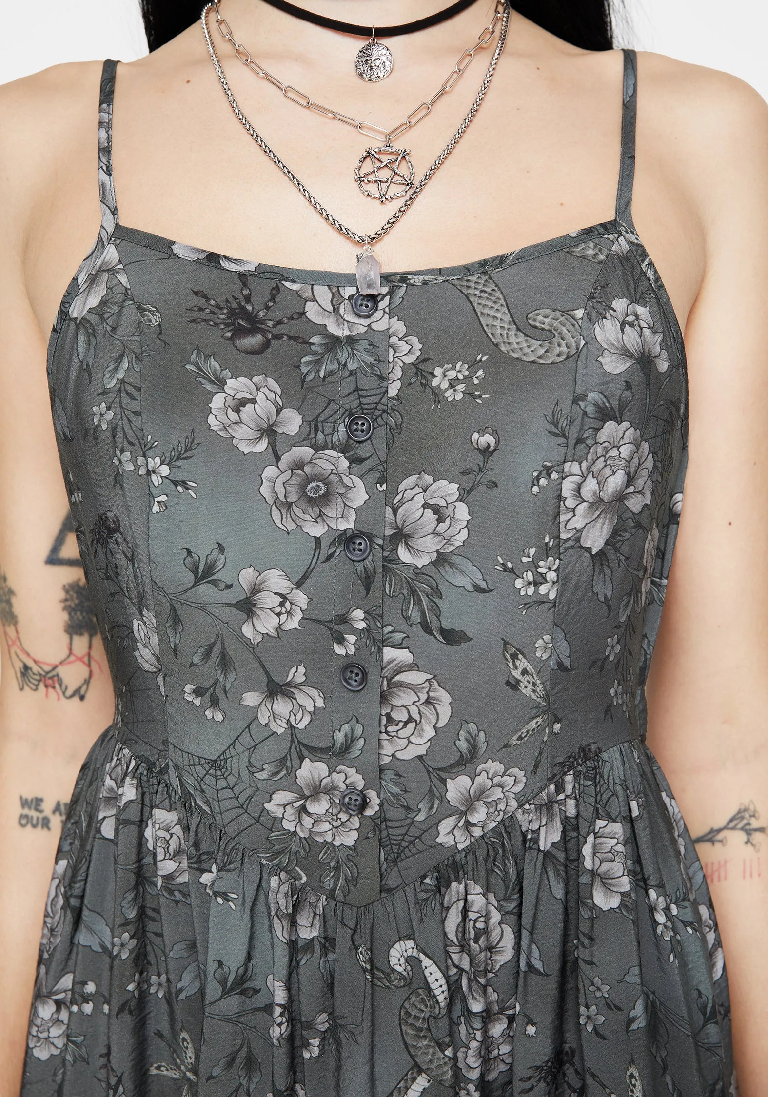 Meadow Floral Serpent Print Cami Midi Dress