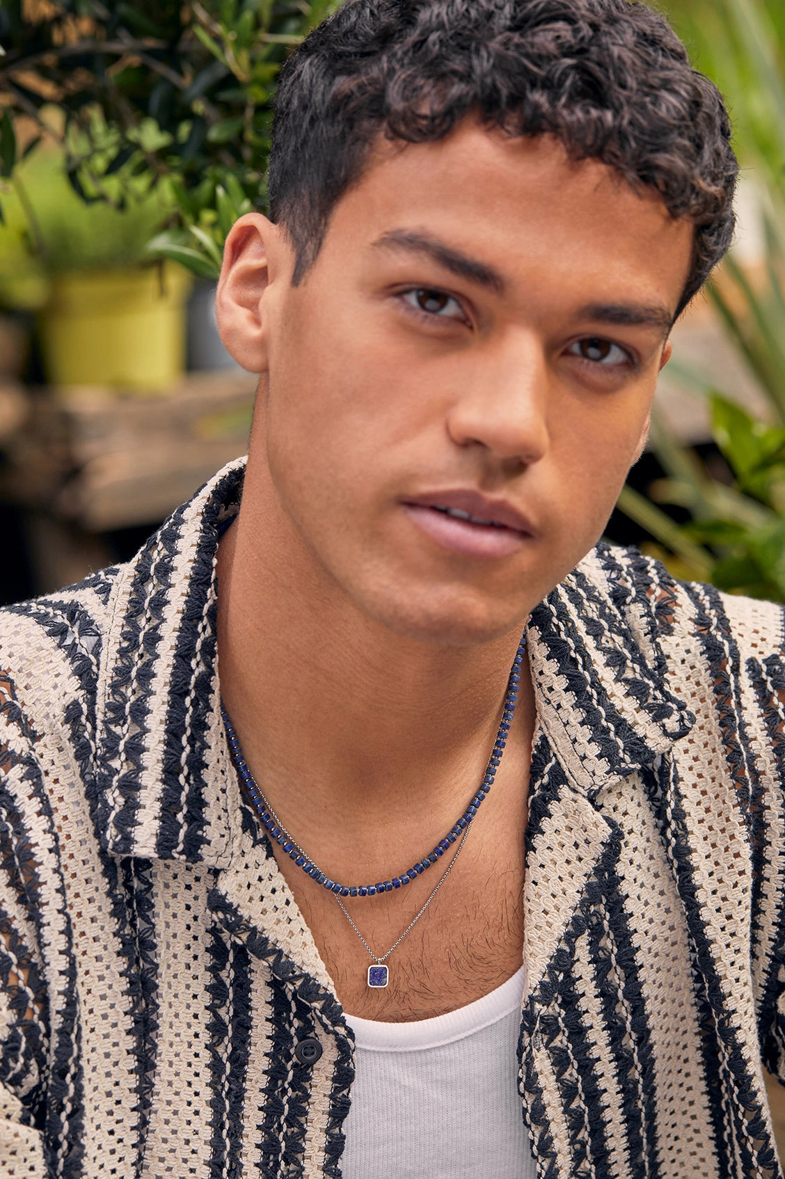 Men's Gemstone Rondelle Necklace