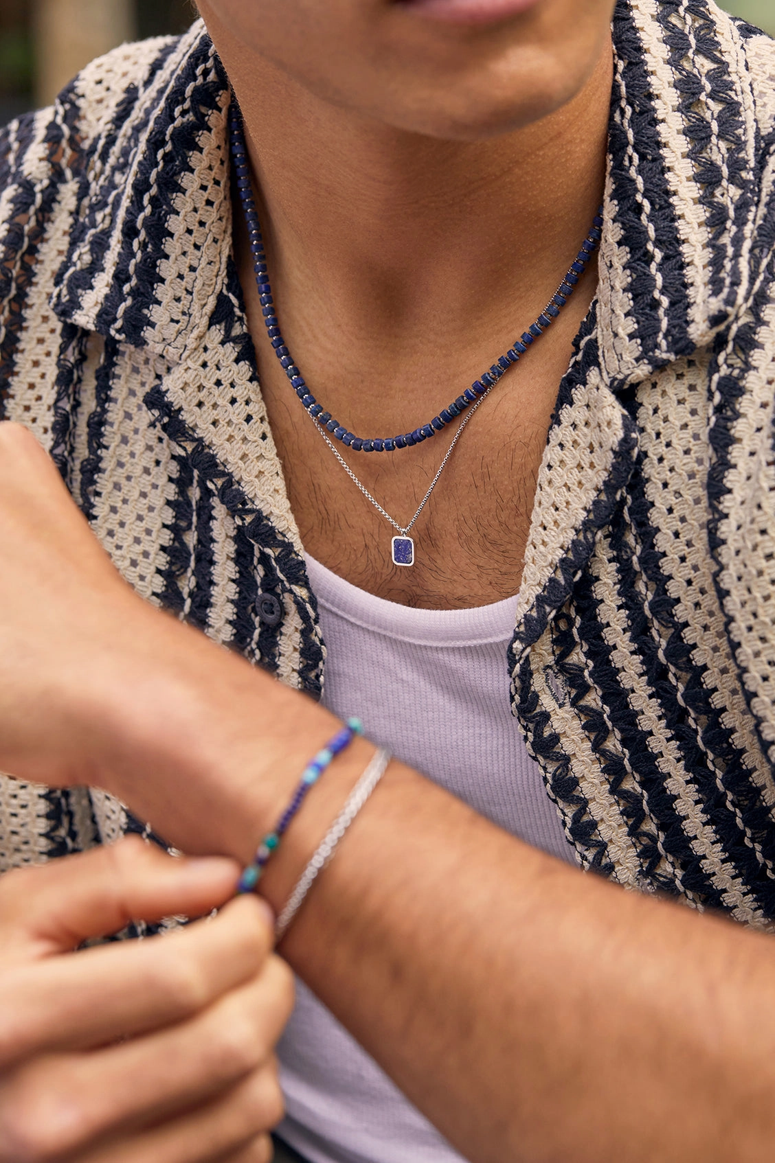 Men's Gemstone Rondelle Necklace