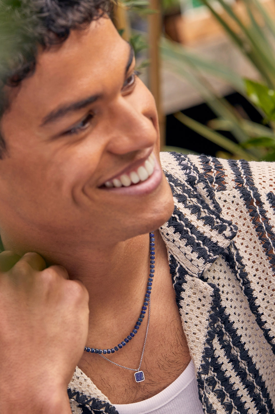 Men's Gemstone Rondelle Necklace