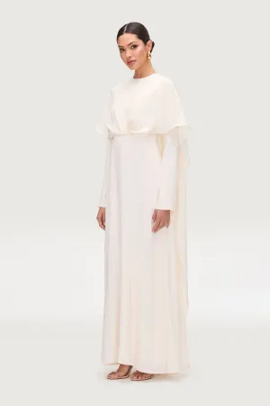 Misbah Cross Front Cape Gown - Off White