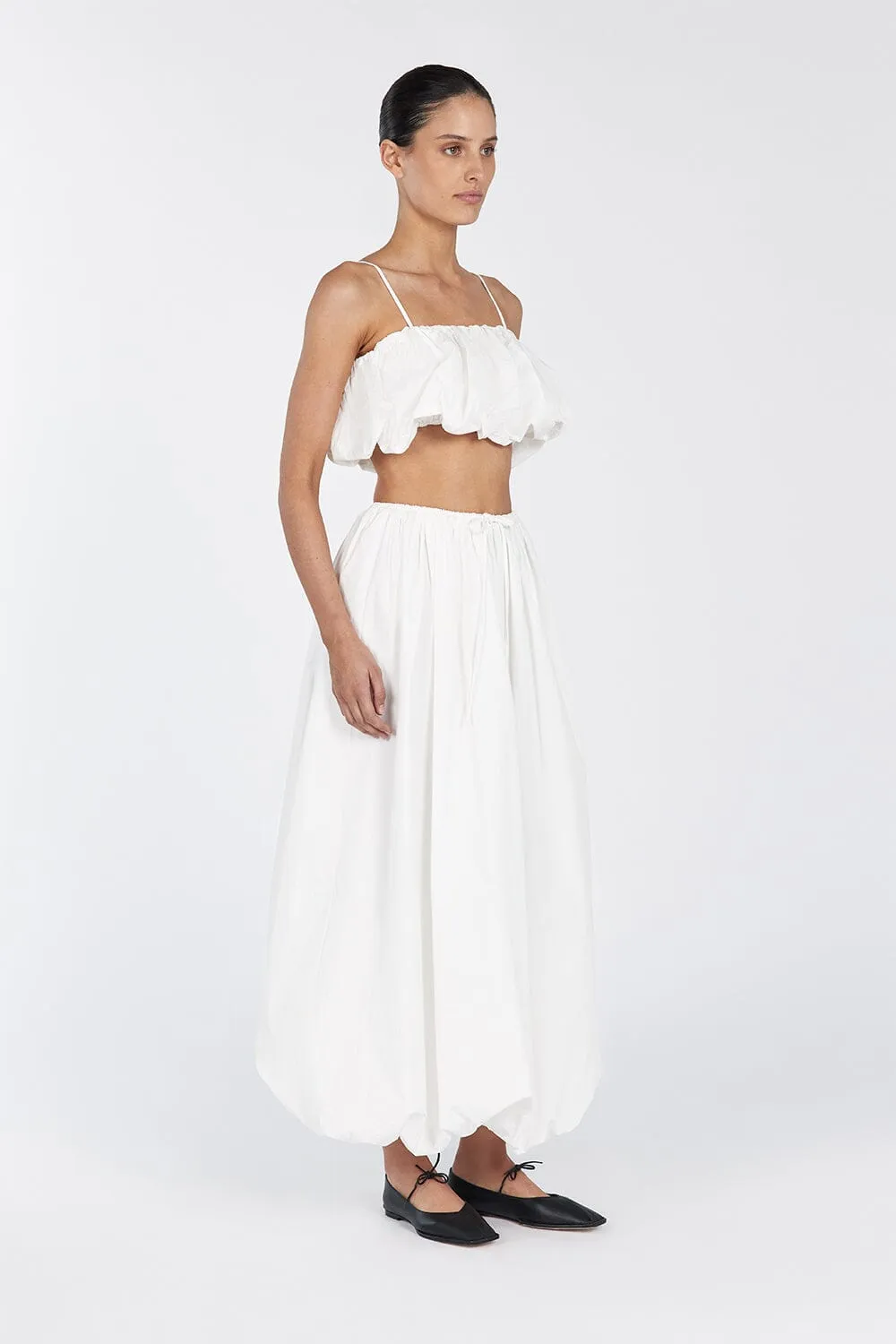 MONTY WHITE BUBBLE MIDI SKIRT