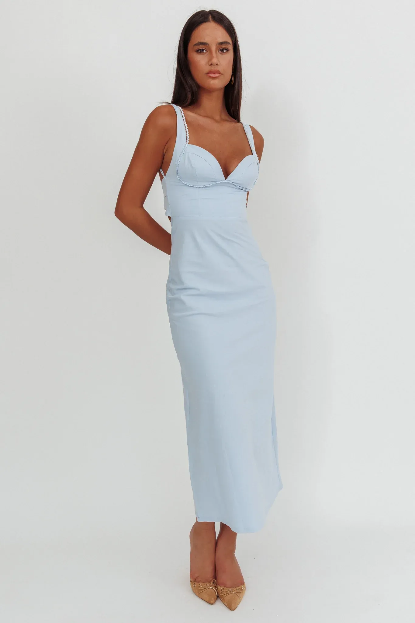 Moonlit Reverie Twist Back Maxi Dress Blue