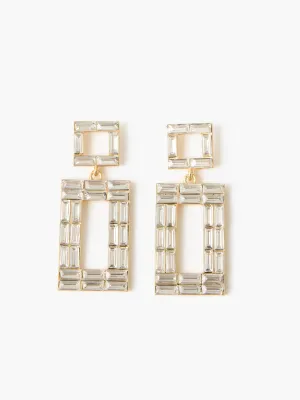 Mosaic Crystal Square Drop Earrings