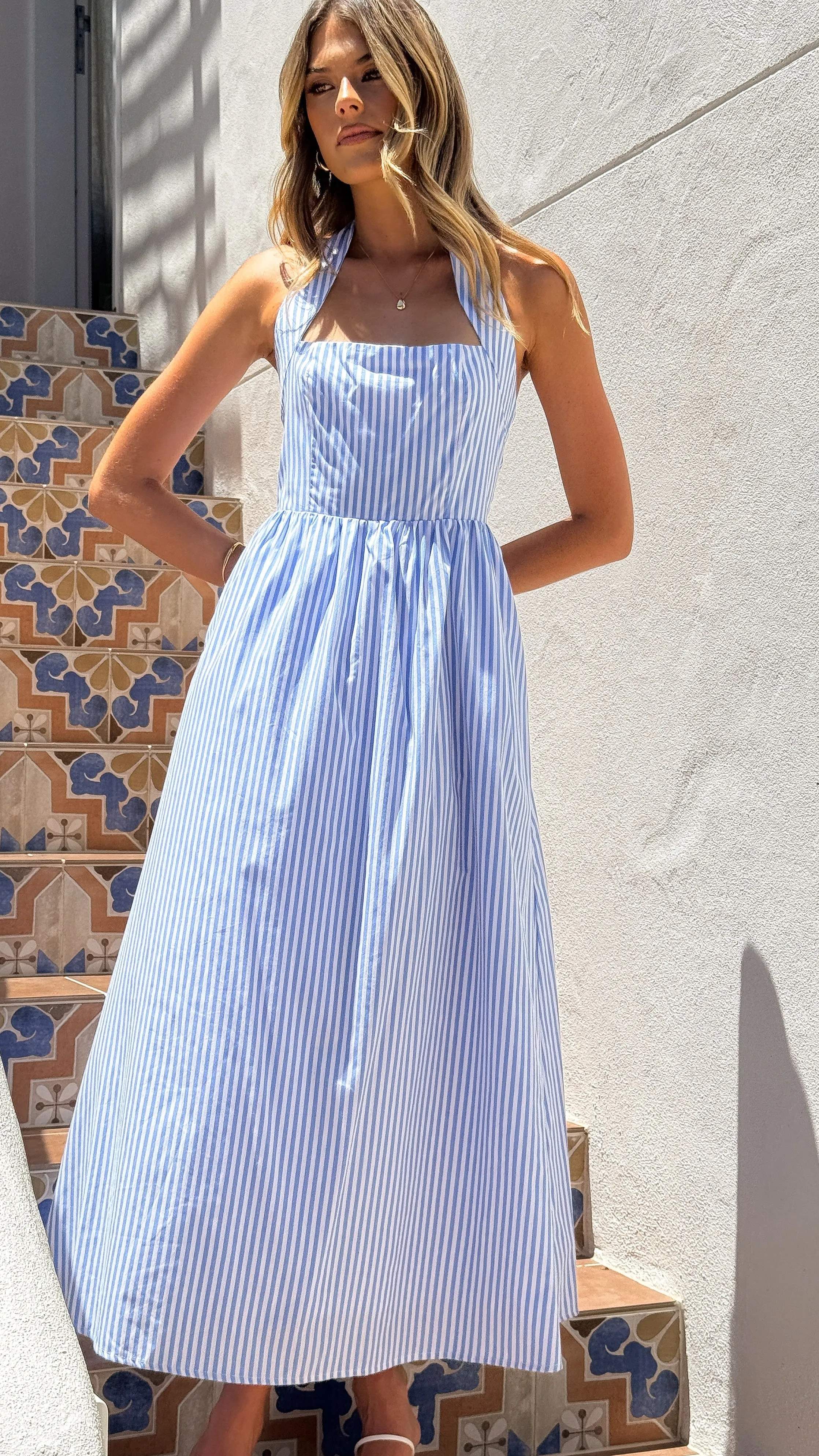 Moxie Maxi Dress - Blue/White Stripe