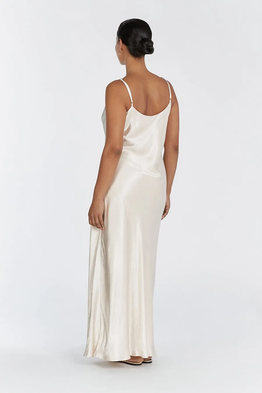 MYA CREAM SATIN SLIP MAXI DRESS