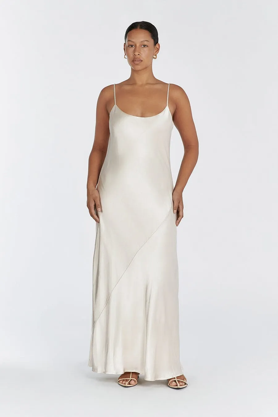 MYA CREAM SATIN SLIP MAXI DRESS