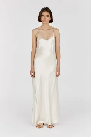 MYA CREAM SATIN SLIP MAXI DRESS